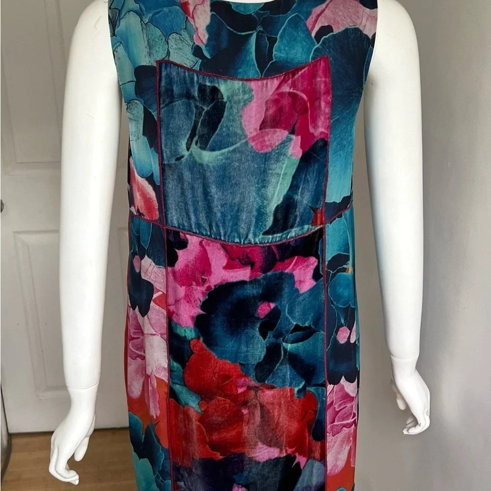 Anthropologie Silk Velvet Leifsdottir Floral Mini Dress Sz 6 Boho Artsy Colorful - Picture 4 of 9